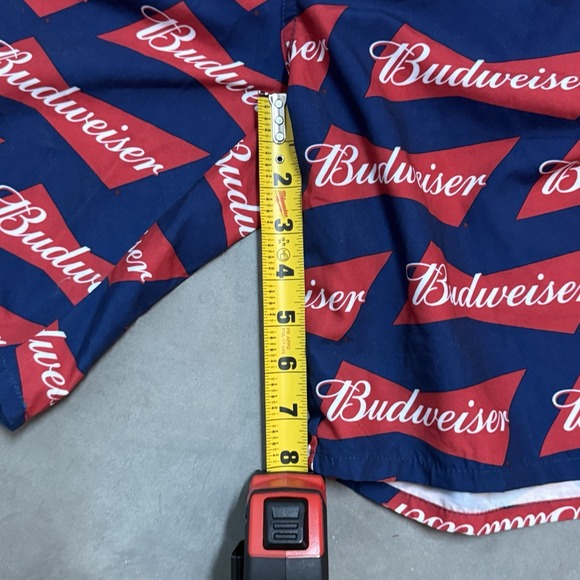 Men's Budweiser Swim Trunks Red & Blue All Over Print Board Shorts Size Large - Picture 4 of 5